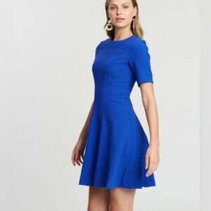 Banana Republic Cobalt Blue Fit & Flare Skater Dress Career Casual Ponte Knit